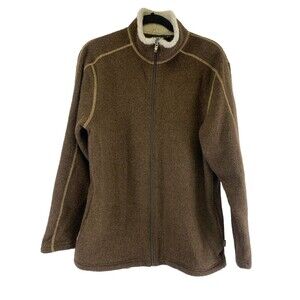 Kuhl Alfpaca Fleece Full Zip Jacket Brown Pockets Outdoor Activewear Mens Medium